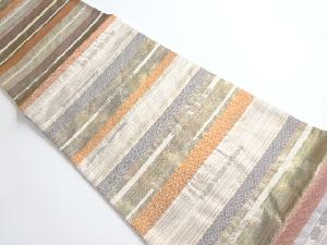 リサイクル　螺鈿織　横段模様織り出し袋帯